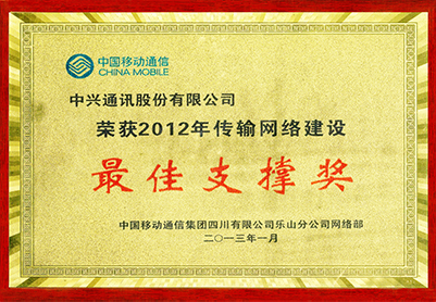 2012年傳輸網(wǎng)絡建設最佳支撐獎